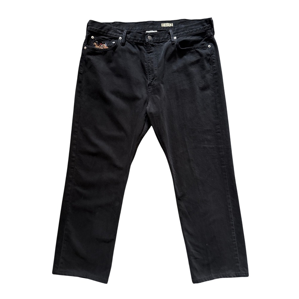 Polo Ralph Lauren Black Jeans Embroidered Polo Players Menswear 38X32 Straight